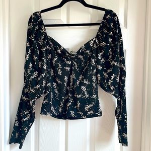 Anthropologie black top sweetheart neckline M